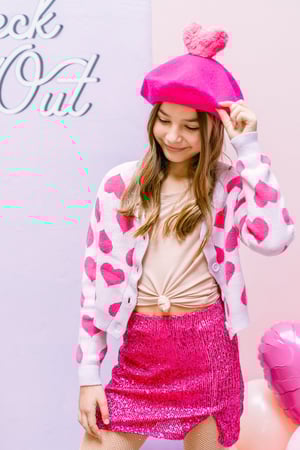 Image of Large Heart Pom Beret - Monochromatic