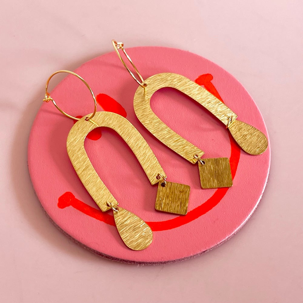 Image of Brass Horseshoe Shapes Earrings