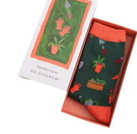 Image 1 of Mr Sparrow Matchbox Socks Gardener's Tools Dark Green