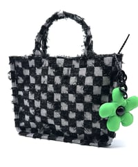 Black Denim Checkerboard Tote