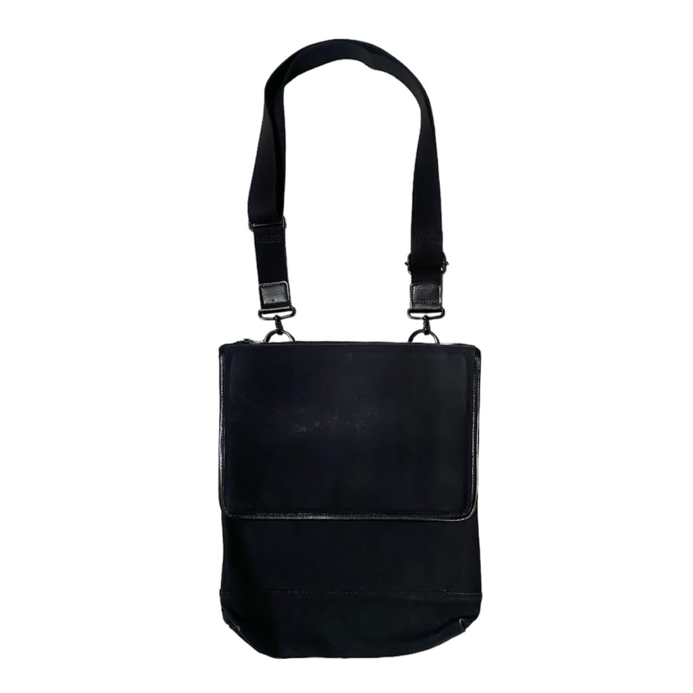 Yohji Yamamoto Pour Homme Canvas Leather Flat Crossbody Bag 