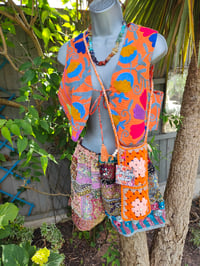 Image 2 of New York Embroidered Waistcoat Top orange with blue 6-12