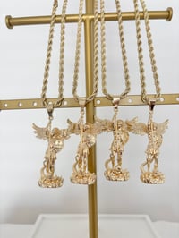 Image 2 of 14k EP 4mm Rope chain with Large St. Michael pendant 