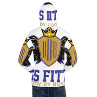 Image 2 of BOSSFITTED White Blue and Gold AOP Men’s  Hoodie
