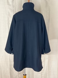 Image 6 of ZARA rare black leather buckle neck front zipper pea coat jacket