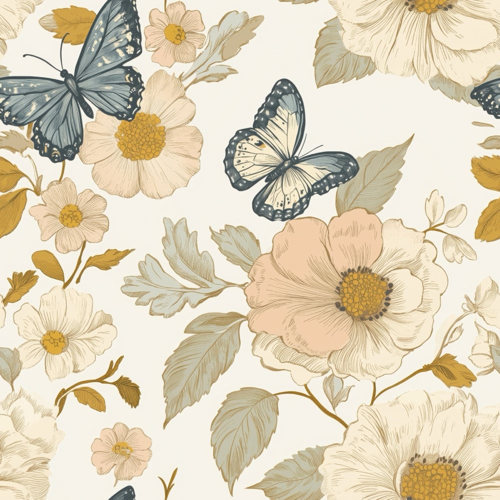 Image of vintage bloom butterfly