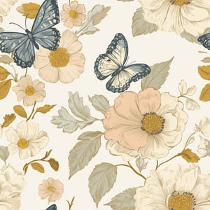Image of vintage bloom butterfly