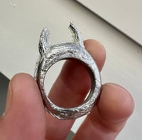 Image 3 of Pewter Devil Horn ring size O