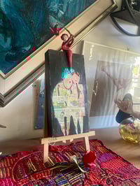 Image 2 of Whimsy Mixed Media Artwork on Cradled Panel