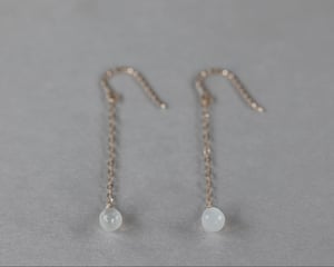 Image of 9ct Gold, long chain Moonstone drop earrings