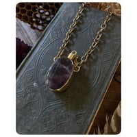 Image 2 of Dark Purple Amethyst Solid Brass Vessel Necklace