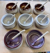 mini pots & spoons white/copper/purple