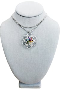 Image 1 of Rainbow Spirograph Flower Pendant