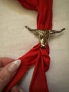 1950s buckaroo scarlet western scarf + longhorn slide