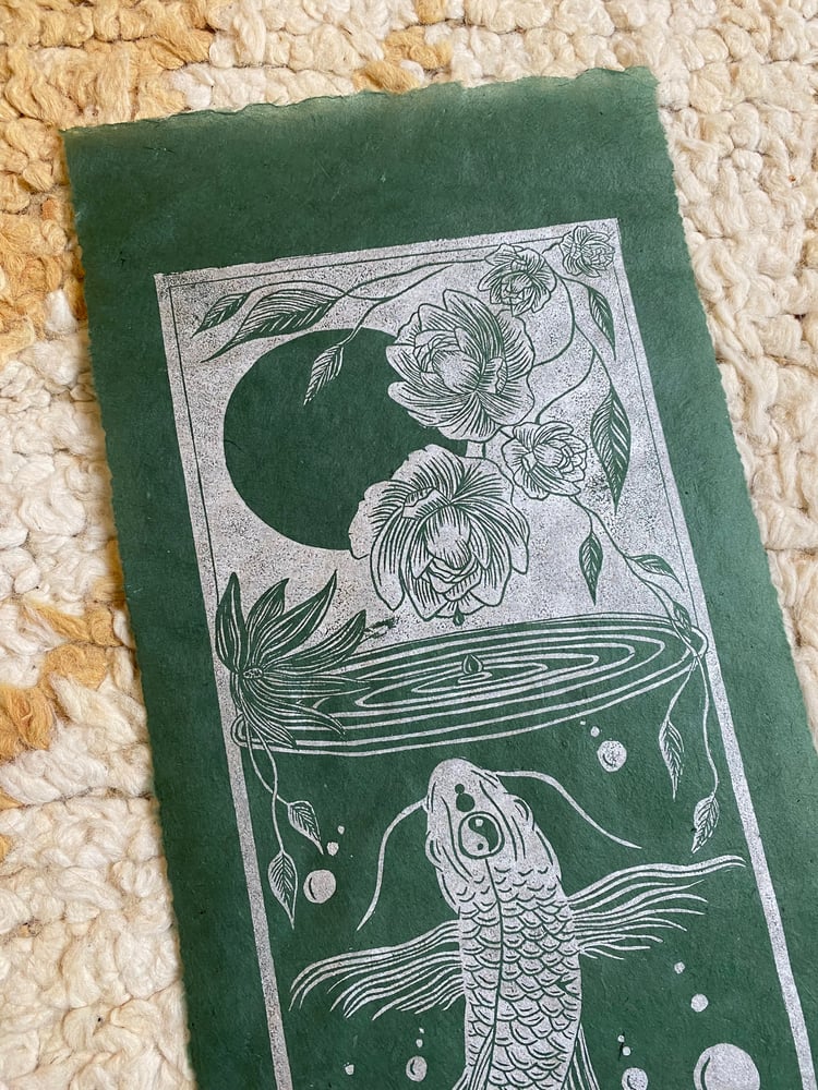 Image of Koi Pond on Green Lokta