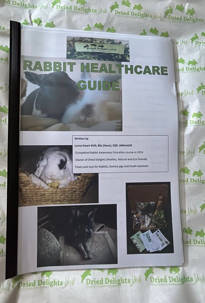 Image of Dried Delights Rabbit Healthcare Guide (written and created by Lorna- Dried delights owner)