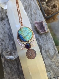 Image 2 of Electroformed labradorite and amethyst moonphase necklace 10