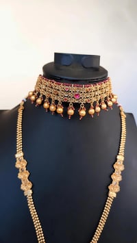 Image 3 of Brinda_Combo Choker Plus Ranihar Style Radha-Krishna Temple Jewelry 