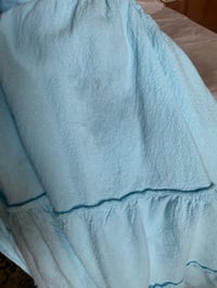 Image 5 of Peruvian Baby Blue Cotton Gauze Crochet Lace Tiered Mini Dress - Size L 