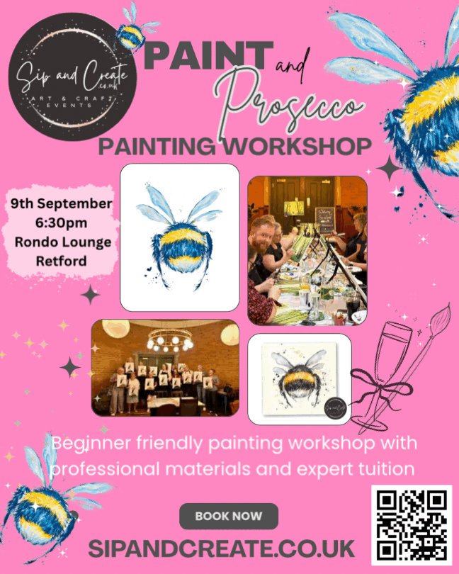Image 1 of Paint & Prosecco Night at Retford - The Cutest Bumblebee