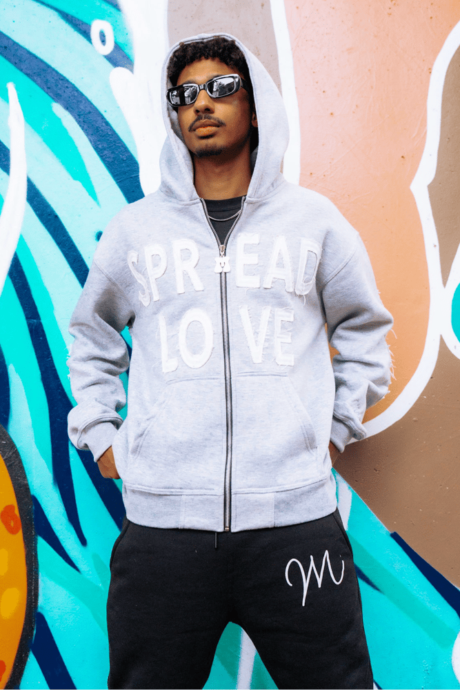Image of “Spread Love” Zip Hoodie (Gray)