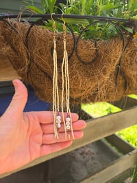 Image 5 of Long beaded white/silver JOY earrings