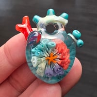 Image 1 of LARGE "MY HEART BELONGS TO THE SEA" ANATOMICALLY CORRECT HEART PENDANT 28