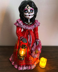 Image 1 of "Midnight Mass" - Day of the Dead Ceramic Statue - Girl with Lantern