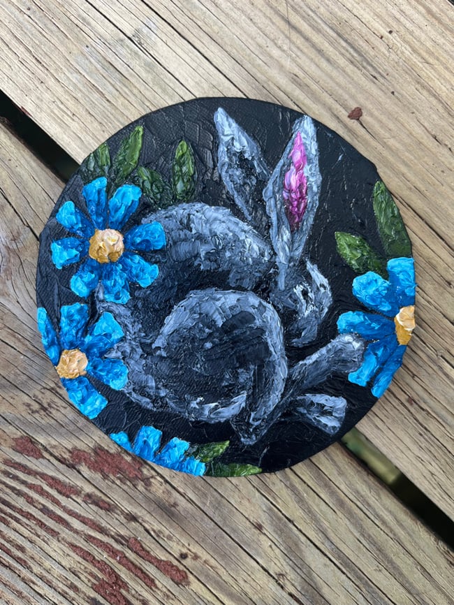 Original Oil Painting: “Curled up Bun”