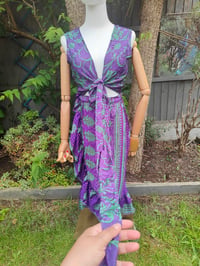 Image 7 of Pasha Co ord set top and frill wrap skirt - Purple