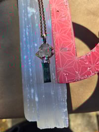 Image 4 of Electroformed Tourmaline and Herkimer Diamond necklace