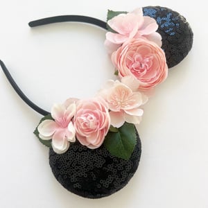 Image of Black Ears with Blush Pink Florals