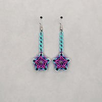 Aqua Berry Chainmaille Star Earrings