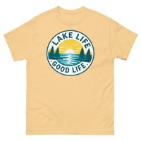 Image 7 of Lake Life Good Life Retro Lake Sunset Boating T-Shirt