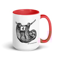 Image 11 of Hanging Around Sloth Ceramic Coffee Mug Line Art by CrystalsArtPaws