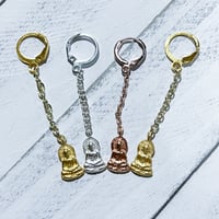 Image 1 of Full Buddha Dangle Chain Earrings (Single or Pair)