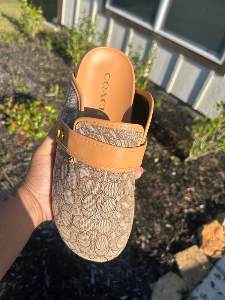 Tan Coach Clogs 