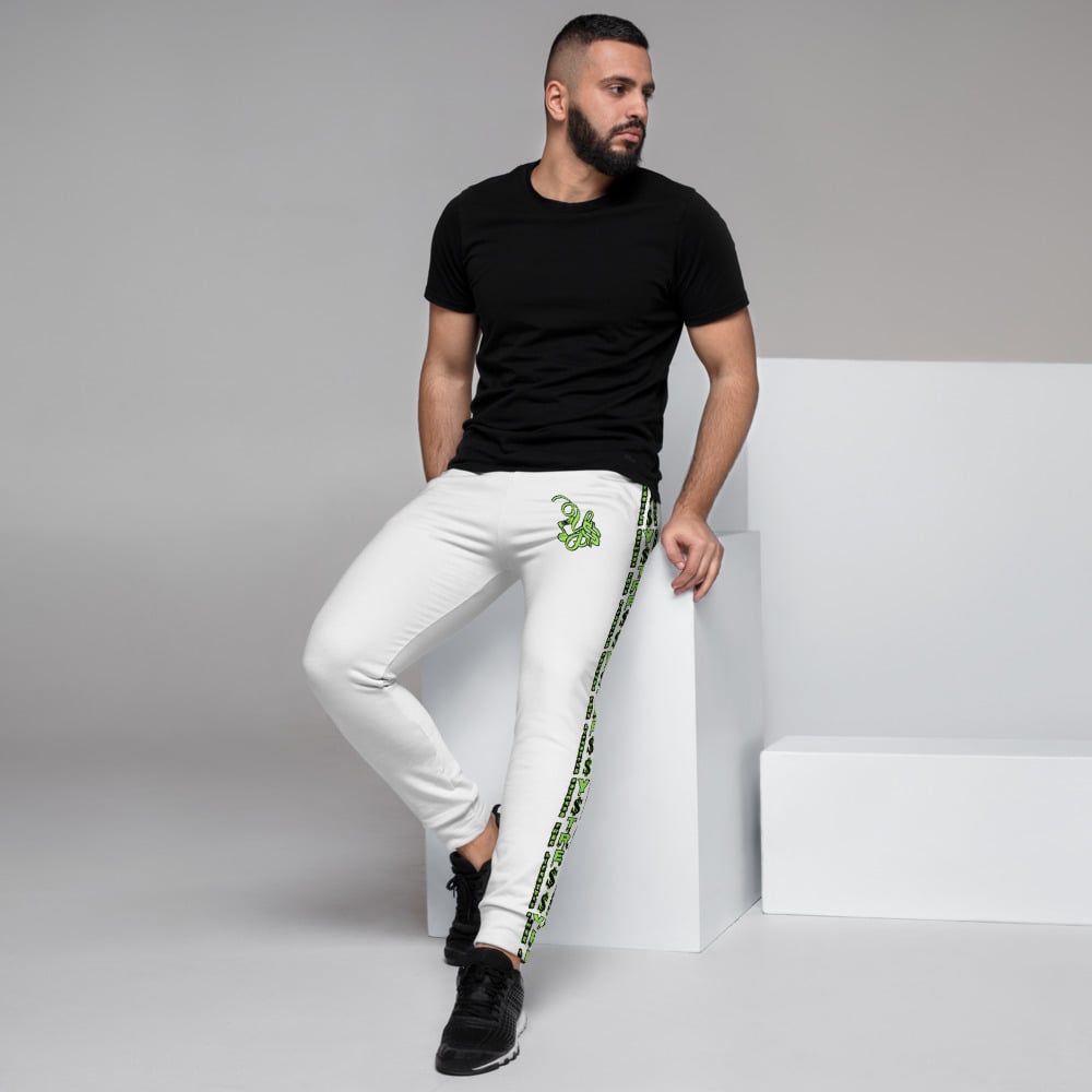 Image of YStress Exclusive White Neon Green and Black Men's Joggers (2)