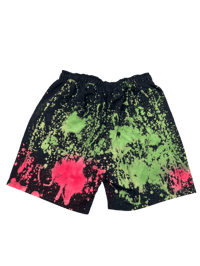 Image 2 of custom splatter shorts 
