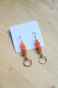 Image 4 of Orange Calcite x Brass Hoop Earrings