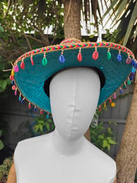 Image 2 of Dolly cowboy hat - recycled sari fabric  rainbow trim