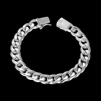 Image 2 of 925 sterling silver 10MM Square Buckle Nice Jewelry Men Bracelet 21CM Sideway Link Chain Bracelet Ma