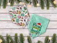 Image 1 of Proud Member of the Naughty List / Xmas Coffee and Doughnuts Reversible Bandana