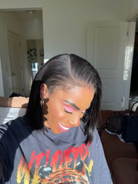 Image 1 of 12 inch 13x6 LIGHT YAKI BLUNT CUT BOB WIG with NEWBORN EDGES