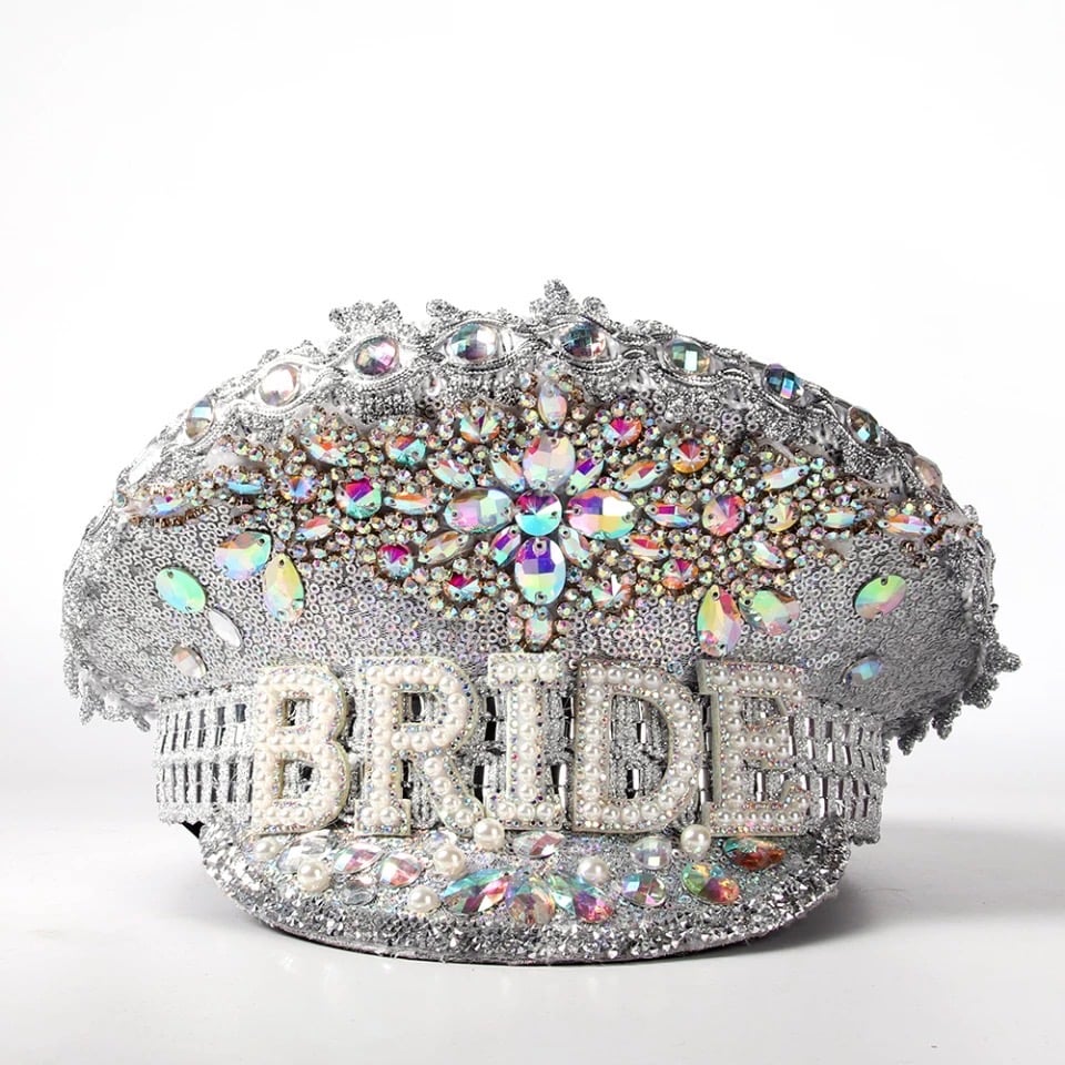 jewelled bride hat