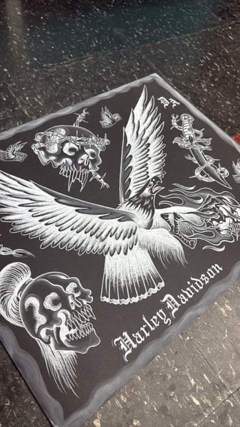 Image of Black and white Harley sheet 2017 