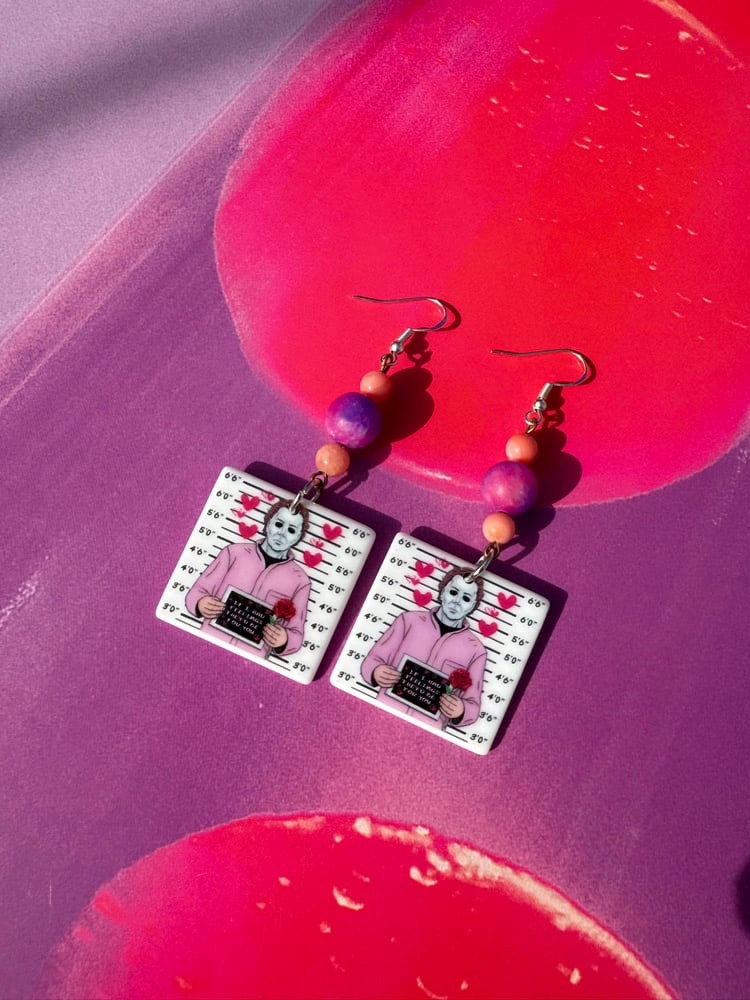 Image of Micheal meyers love earrings 💞🔪