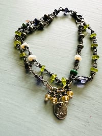 Image 11 of peridot and emerald double strand charm bracelet