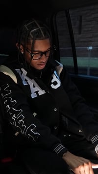 Image 2 of Black “Worldwide” Varsity Jacket