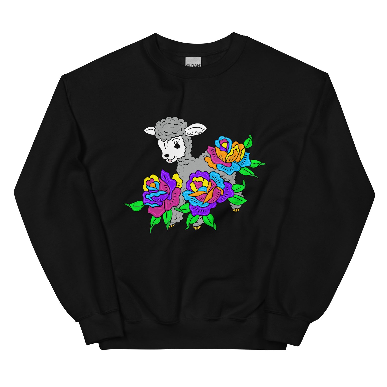 Image of FERAL DREAMERS-FLOWER BLACK /SWEATER